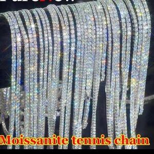 New  Moissanite  white gold plated Tennis necklace